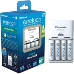 Panasonic Eneloop - Carregador BQ-CC51C com 4 baterias recarregáveis AA Ni-MH 2000mAh BK-3MCDE
