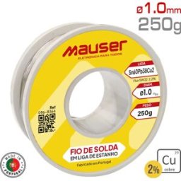 Mauser - Solda em fio com adição de cobre Sn60Pb38Cu2 - SW32 - 1mm - 250g