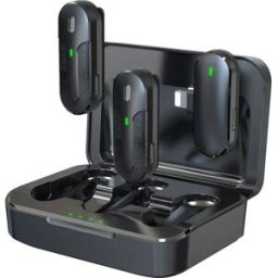Devia M8-2-L - Conjunto de 2 microfones de lapela sem fio HD ENC (c/ caixa de carregamento) para iPhone - Lightning