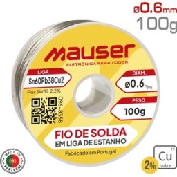 Mauser - Solda em fio com adição de cobre Sn60Pb38Cu2 SW32 - 0.6mm - 100g