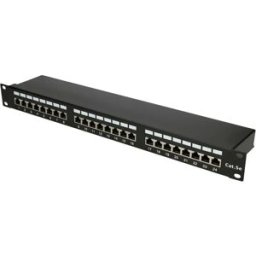 Patch Panel de 24 portas RJ45 Cat5e STP p/ rack 19''