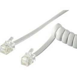 Cabo para ligação do auscutador do telefone RJ10 espiral - branco - 2m