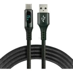 everActive CBB-1CBL - Cabo USB 2.0 -> USB-C com display LCD, 480Mbs e carregamento rápido - 1 m
