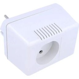 Caixa de montagem c/ ficha Schuko entrada/saída para projectos de fonte de alimentação - cinza - 65x92x57mm
