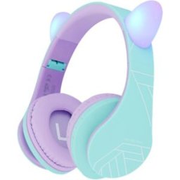 Auscultadores Infantil P2 c/ Orelhas (Roxo/Turquesa) - POWERLOCUS