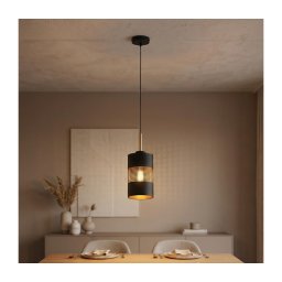 Lustre LED suspenso por cabo BOGART 1xE27/15W/230V preto/dourado