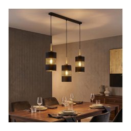 Lustre LED suspenso por cabo BOGART 3xE27/15W/230V preto/dourado