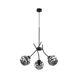 Lustre suspenso por cabo ZULIA 3xE27/15W/230V preto/fumê