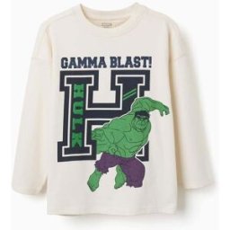 MARVEL HEROES T-shirt de manga comprida de algodão Hulk para menino, branco Branco 7-8 Years