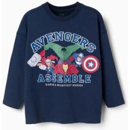 MARVEL HEROES T-shirt de manga comprida de algodão Vingadores para menino, azul-marinho Azul 11-12 Years