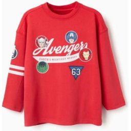 MARVEL HEROES T-shirt de manga comprida de algodão Vingadores para menino, vermelho Vermelho 11-12 Years