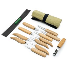 Conjunto de 12 Facas de Escultura em Madeira Beavercraft em Estojo de Ferramentas + acessórios S10