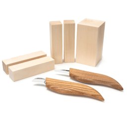 Conjunto de Escultura de Figuras Beavercraft (2 facas + Conjunto de Blocos de Madeira de Tília) S16
