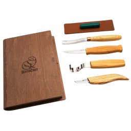 Conjunto Profissional de Escultura de Colheres e Kuksa Beavercraft em caixa de presente tipo livro S