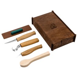 Conjunto de Talha de Colheres Beavercraft em Caixa de Presente Especial (3 facas + acessórios + colh