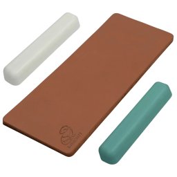 Strop de Couro Beavercraft para Afiar com dois Compostos de Polimento (Verde, Branco)