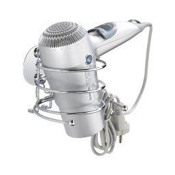 WENKO 18770100-Suporte para secador de cabelo TURBO-LOC redondo em aço 14x11,5 cm cromado brilhante