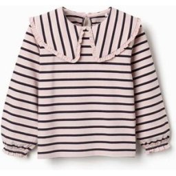ZIPPY T-shirt de manga comprida às riscas para menina, rosa/branco/castanho/azul Rosa 11-12 Years