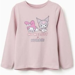 T-shirt de manga comprida de algodão Kuromi para menina, lilás Roxo 3-4 Years