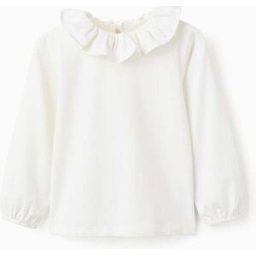 ZIPPY T-shirt de Manga Comprida com Gola de Folhos para Menina, Branco Branco 8-9 Years