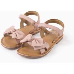 ZIPPY Sandálias de pele com laço decorativo para menina, rosa-claro Rosa 25
