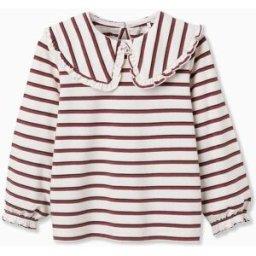 ZIPPY T-shirt de manga comprida às riscas para menina, branco/rosa/castanho/azul Branco 13-14 Years