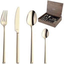 Amefa Metropole 1170ZVMDF3C40, Champagne, conjunto de talheres de 24 peças numa caixa de madeira