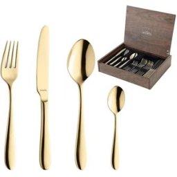 Amefa Oxford 1860ZUMDF3C40 Gold, conjunto de talheres de 24 peças numa caixa de madeira