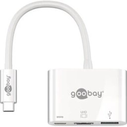 Goobay - Adaptador/conversor multiport USB C macho ➝ USB-C fêmea + HDMI A fêmea + USB A 3.0 fêmea - 0.15m
