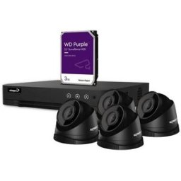 Pack Vigilância IP (Gravador NVR de 8 Canais + 4 Câmeras HD IP Dome Preto) - ETIAMPRO
