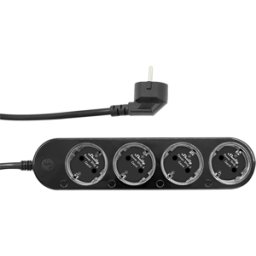 Extensão Quadrupla Inteligente Power Strip 4 Gen4 c/ Botões e Cabo de 1,5 mts (Preto) - SHELLY