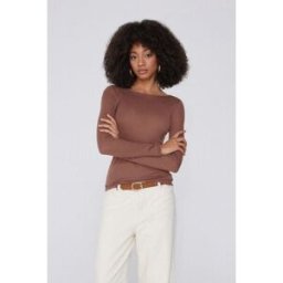Tezenis Camisola com decote em barco de lã merino Mulher Marrom Tamaño L