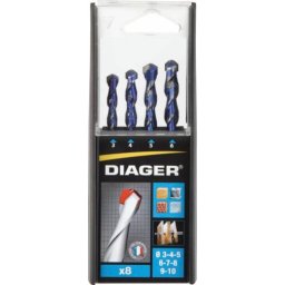 Jogo de 8 Brocas Multimateriais DIAGER Carbureto 3 a 10mm