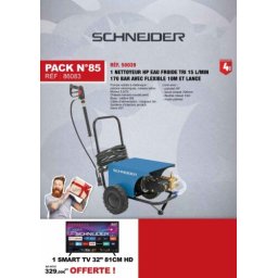 Pack SCHNEIDER Lavadora de Alta Pressão Água Fria Trifásica 170 Bar 15L/min