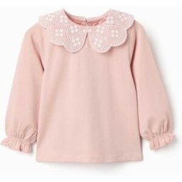 ZIPPY T-shirt de manga comprida com bordado inglês para bebé menina, rosa Rosa 6-9 Months