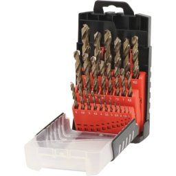 Jogo de 25 Brocas HSS Cobalto DRAKKAR 1 a 13mm em Caixa PVC