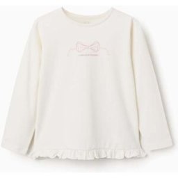 ZIPPY T-shirt de manga comprida com base com folhos para menina, branco Branco 9-10 Years
