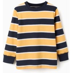 ZIPPY T-shirt de algodão às riscas para menino, azul/amarelo/branco Amarelo 11-12 Years