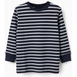 ZIPPY T-shirt de algodão às riscas para menino, branco/azul-escuro Azul 7-8 Years