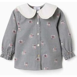 ZIPPY Camisa de algodão Vichy com flores para bebé menina, branco/azul-marinho Azul 12-18 Months