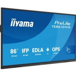 MONITOR INTERACTIVO IIYAMA 86" EDLA, ANDROID 14, 8/128GB, 40-P,3840X2160,UHD,MM 2X 20W,VGA,HDMI 2X /1XOUT, 2X USB-C,MINI-JACK OPTICAL OUT,USB TOUCH, 400CD/M2,LANDSC MODE,MEDIA PLAY USB, AG,LAN,RS232C,IIWARE,WIFI/BT,VESA 800X600,SLOT OPC (TE8612MIS-B4 - 14