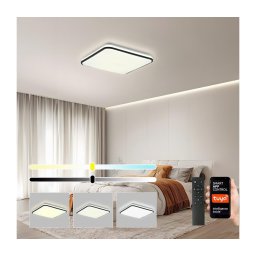 Brilagi - Candeeiro de tecto LED regulável inteligente, 24W/230V, 43x43 cm, Wi-Fi Tuya + Comando remoto