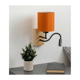 Brilagi - Lâmpada de parede LED NUBILA WOOD 1xE27/25W/230V + LED/3W carvalho/preto/laranja