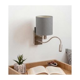 Brilagi - Lâmpada de parede LED flexível NUBILA 1xE27/25W/230V+LED/3W cromado/cinzento claro