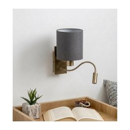 Brilagi - Lâmpada de parede LED flexível NUBILA 1xE27/25W/230V + LED/3W latão/cinzento claro