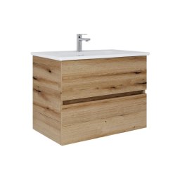 Dřevojas - Móvel de casa de banho com lavatório BANO 78x47 cm carvalho/branco