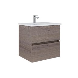 Dřevojas - Armário de casa de banho com lavatório BANO 60x47 cm carvalho escuro/branco