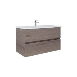 Dřevojas - Móvel de casa de banho com lavatório BANO 100x47 cm carvalho escuro/branco