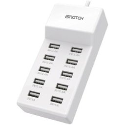 Carregador USB 50W 10A SMART HOME c/ 10 Portas (Branco) - iSNATCH