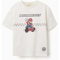 SUPER MARIO T-shirt de algodão com estampado Mario Kart para menino, branco Branco 8-9 Years